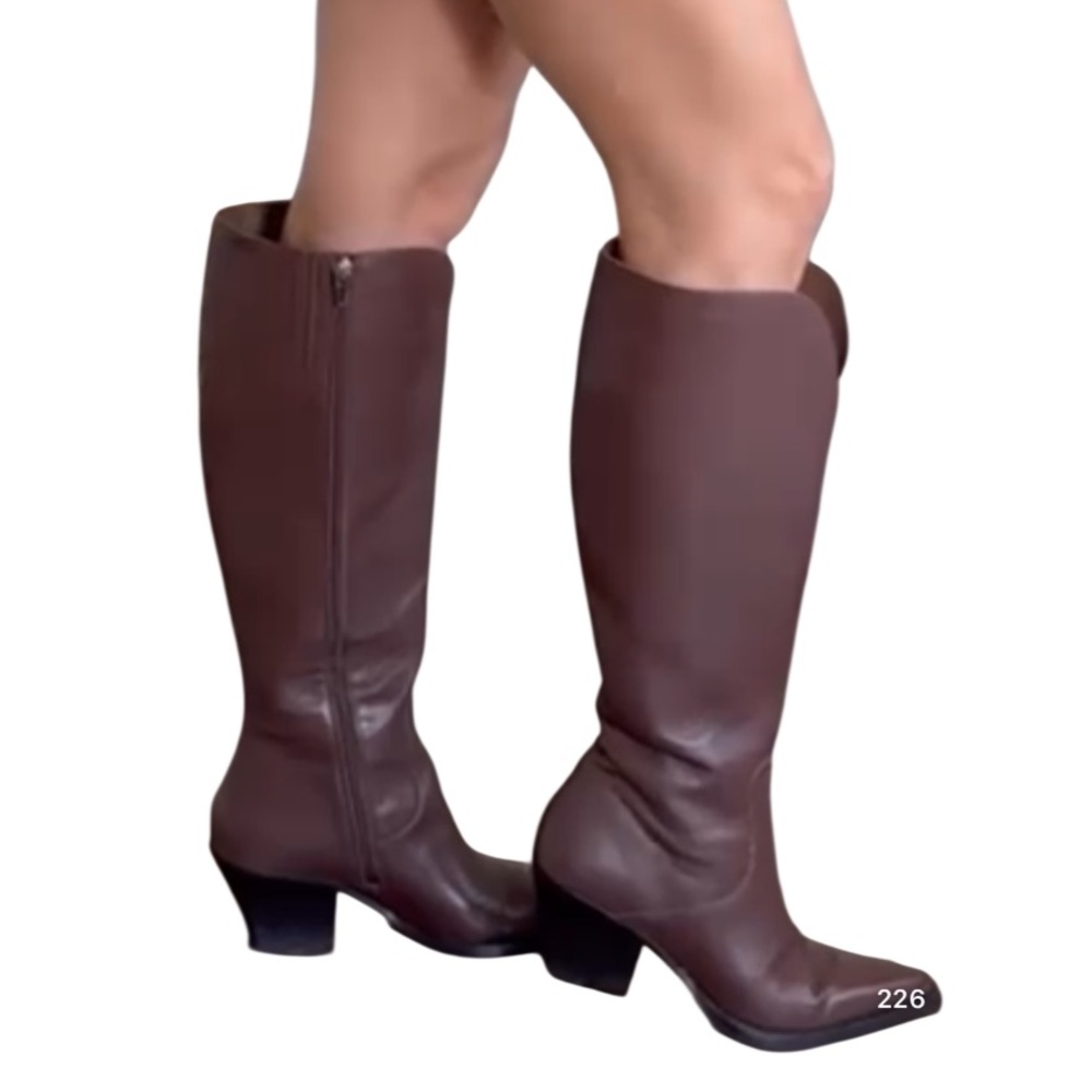 Dolce Vita Raj Brown Leather Extra Wide Calf Wester Boot